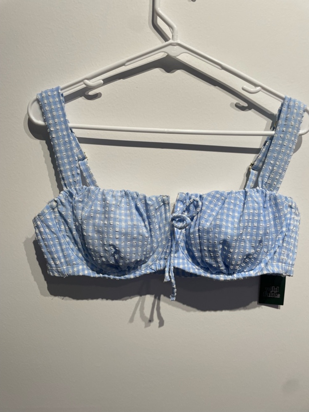Wild Fable Women’s Gingham Seersucker Center Tie Underwire Bikini Top Size 16